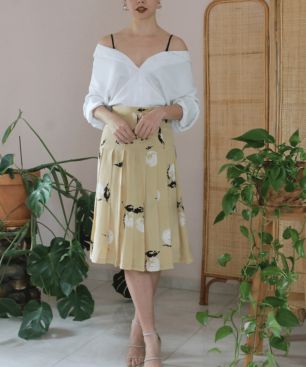 Vintage Pleated Silk Blend Skirt - (EU36)