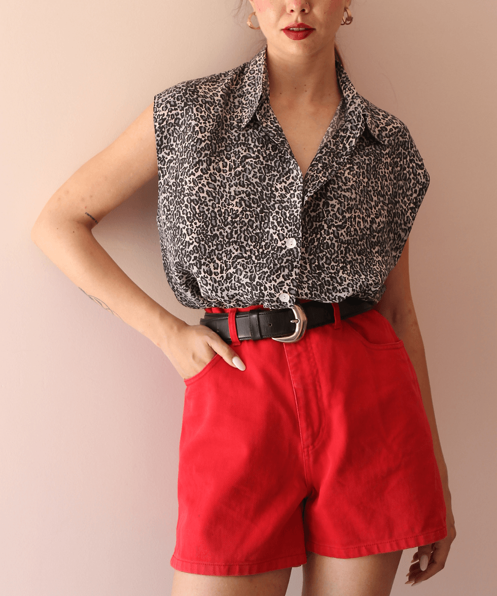 Thumbnail: 90s Animal Print Silk Shirt - (EU46)