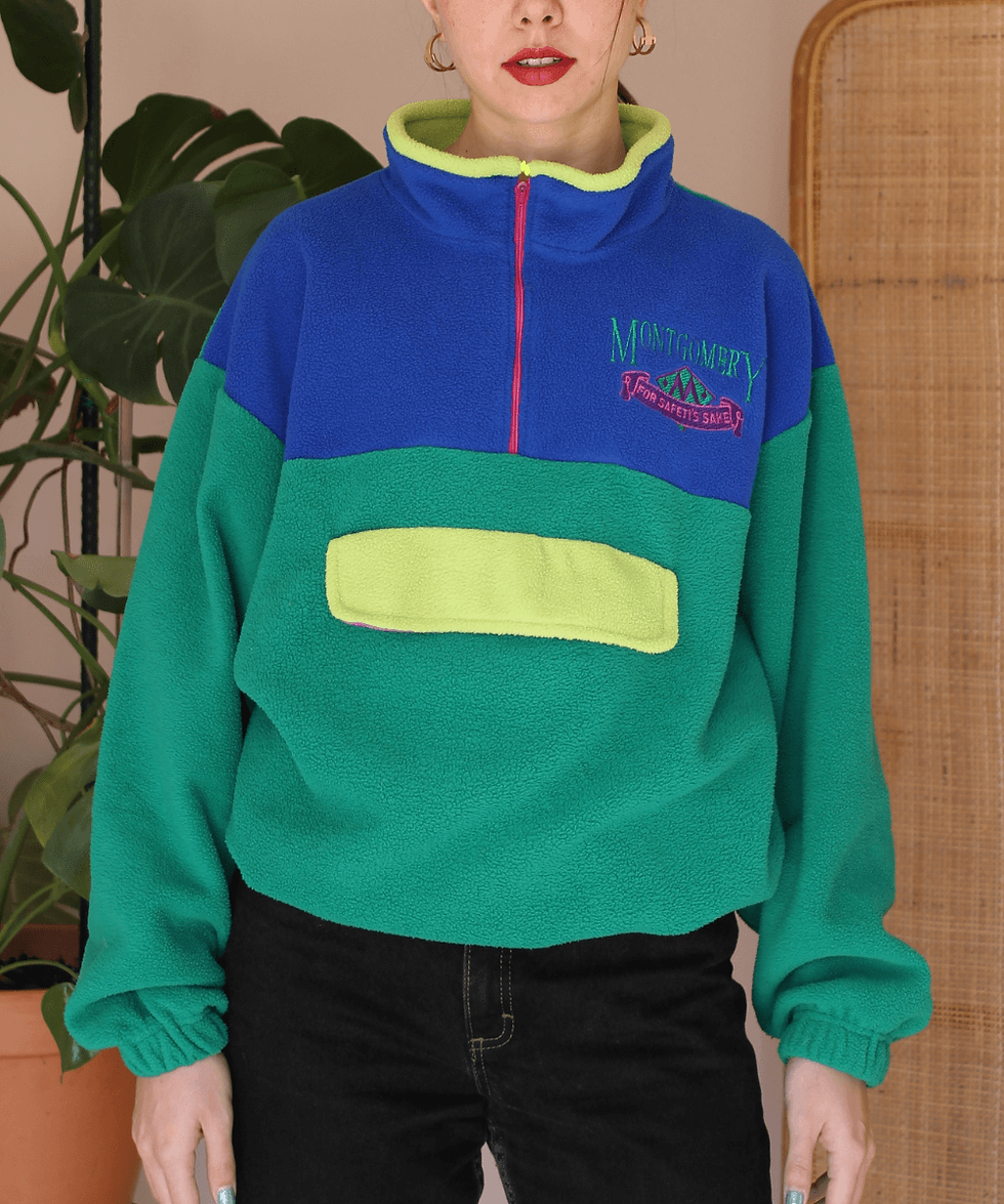 Thumbnail: Unisex Vintage Fleece Sweater in Green - (EU48)