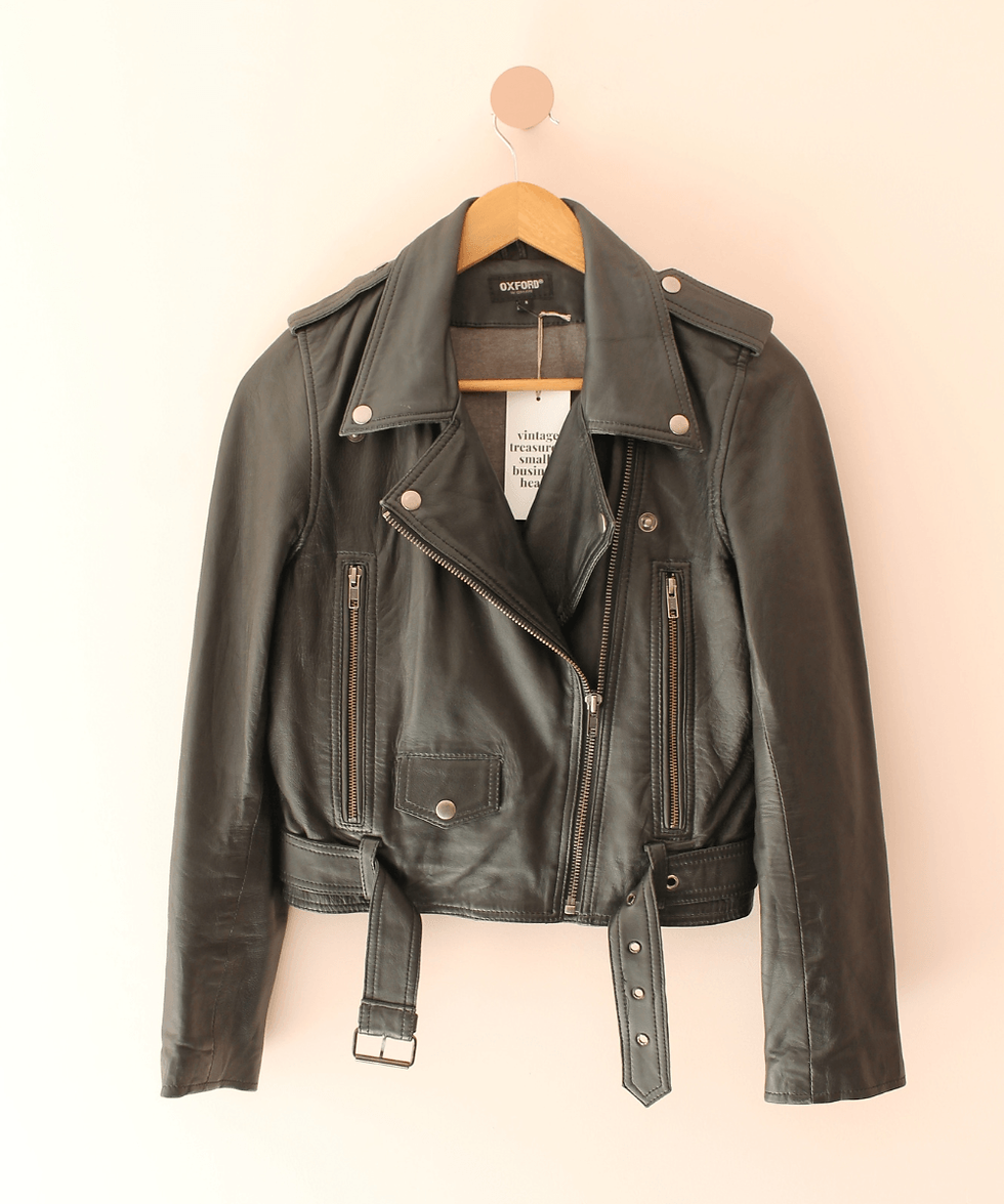 Thumbnail: 90s Black Leather Biker Jacket (EU38-40)