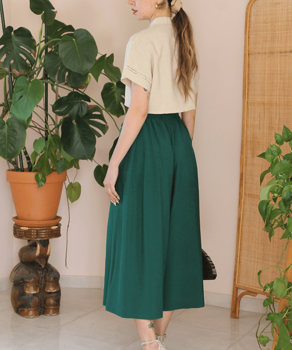 Thumbnail: 90s Vintage Teal Green Culottes  - (EU38-40)