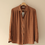 Thumbnail: Vintage Pleated Silk Shirt in Brown - (EU44)