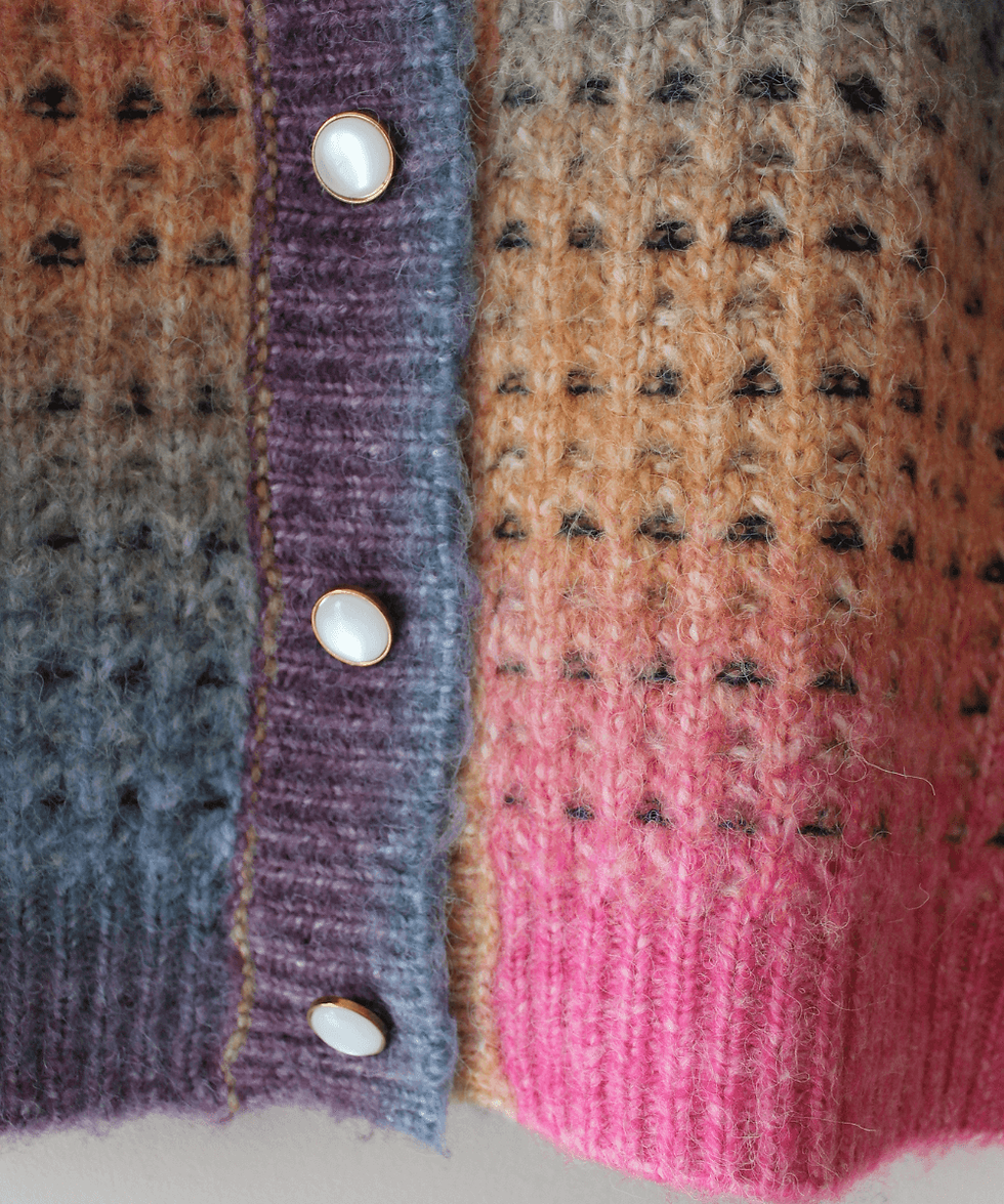Thumbnail: Preloved Chunky Rainbow Cardigan - (EU46)