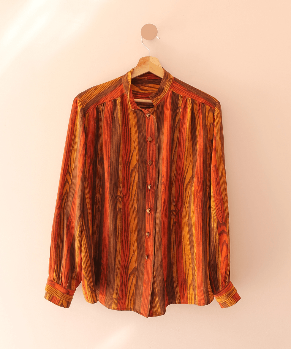 Thumbnail: 90s Handmade Silk Blend Shirt in Earthy Tones - (EU50)