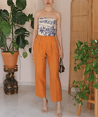 Vintage Linen Office Trousers in Burnt Orange - Hazel Rey Vintage.png