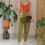 Thumbnail: Vintage Sportmax Linen Trousers in Khaki Green - (EU38)