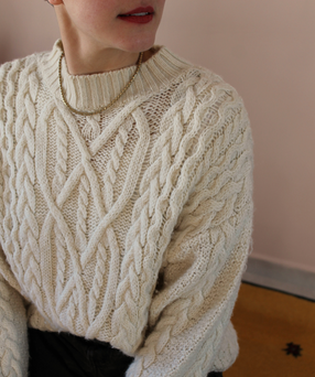 90 Vintage Cable Knit Sweater in White - Hazel Rey Vintage - Athens Vintage Online Store (