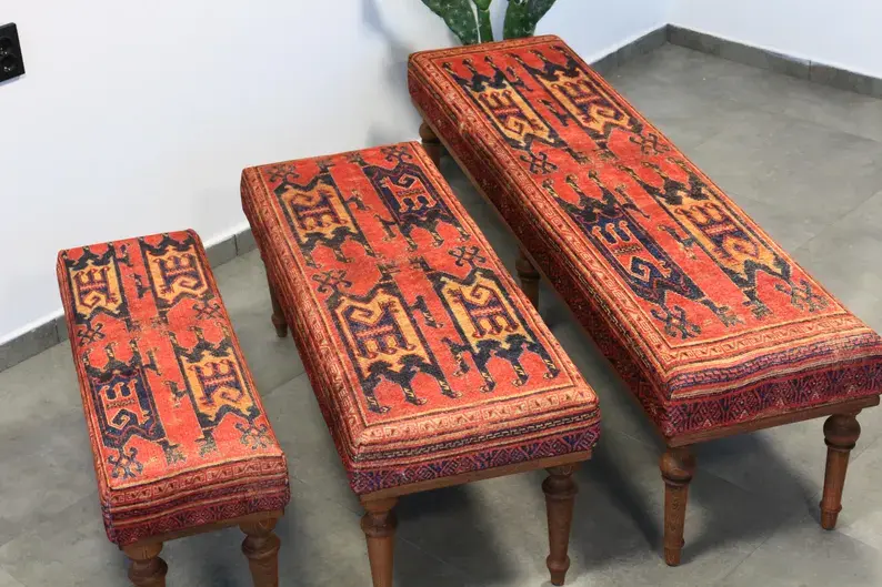 Your Old Kilim Deserves Better Than a Closet — We Turn Them Into Ottomans, Benches, and Upholstery-Kilim upholstery Boulder Colorado