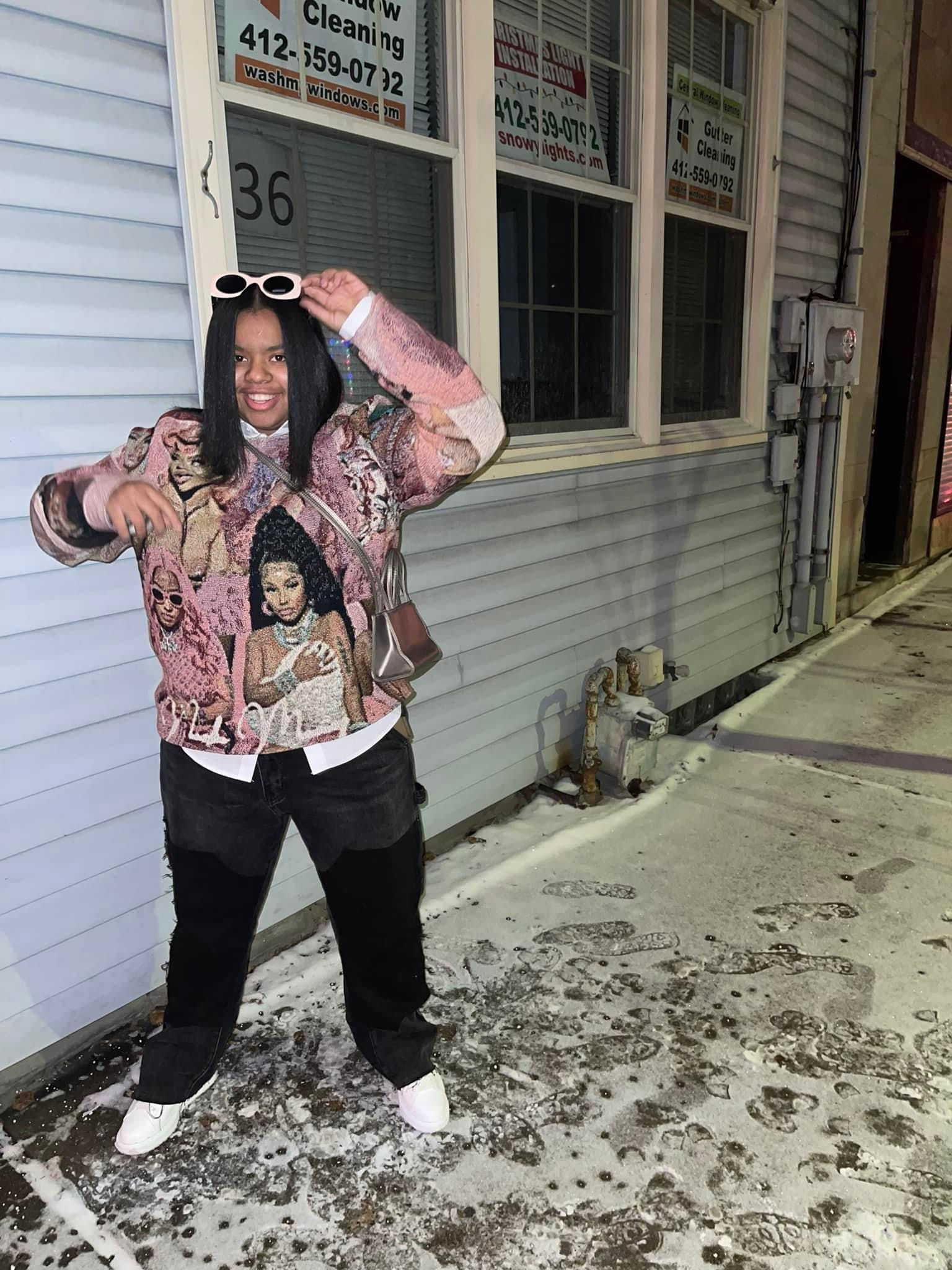 “Pink Friday” Tapestry Crewneck