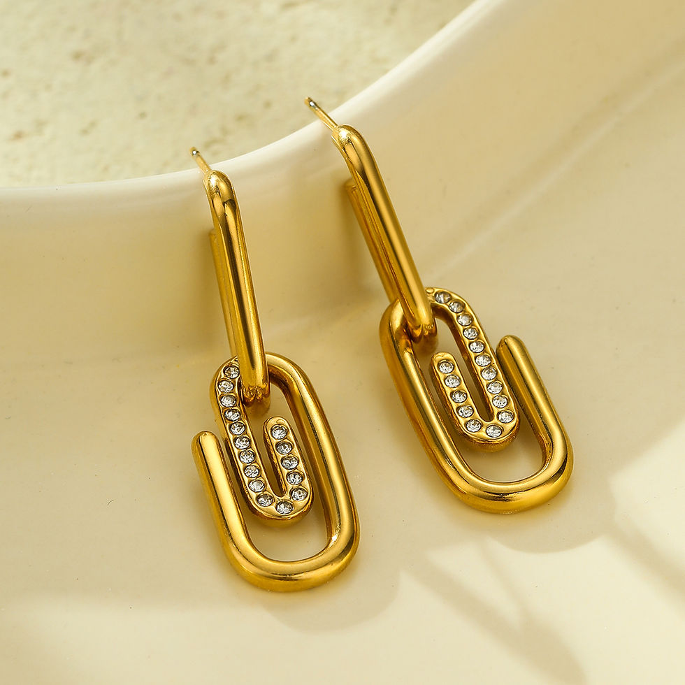 Boho Chic Funky Paper Clip Pin Design Stainless Steel Ear Hook Earrings