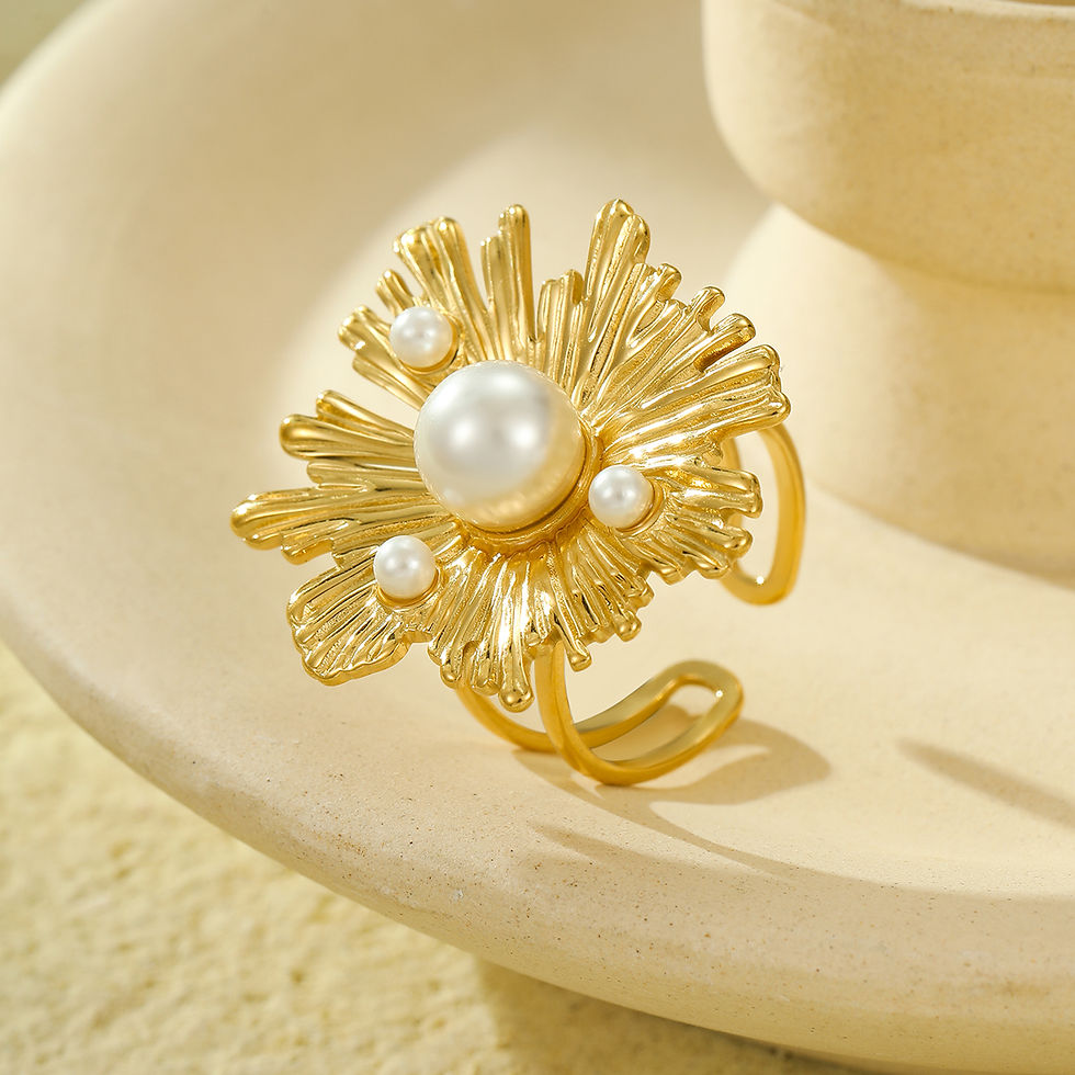 Stainless Classic Heart Shape Natural Stone 18k Gold Finger Rings For Women 的副本