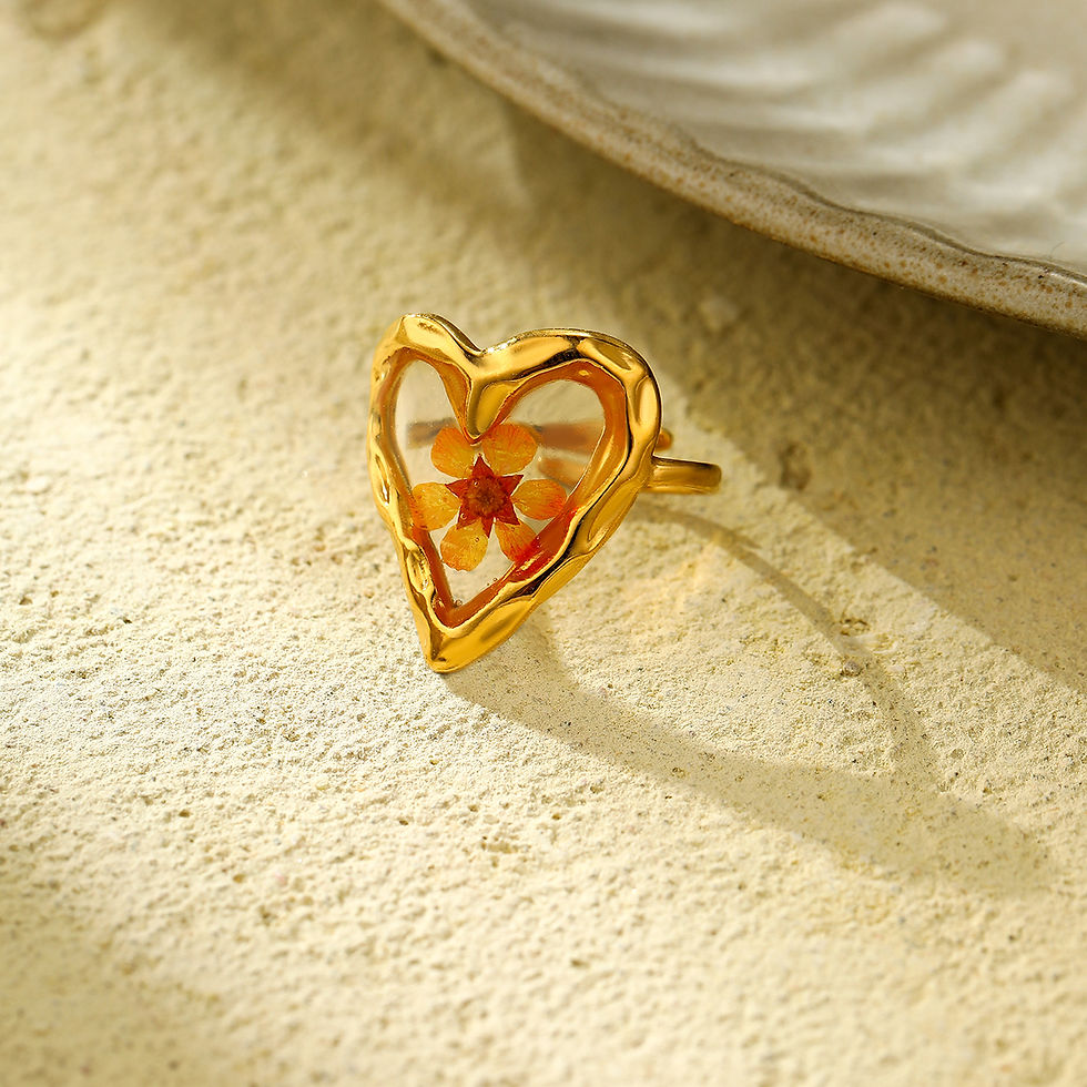 Nimai Fashion Jewelry Rings Stainless Steel Luxury Pink Flower Heart Rings