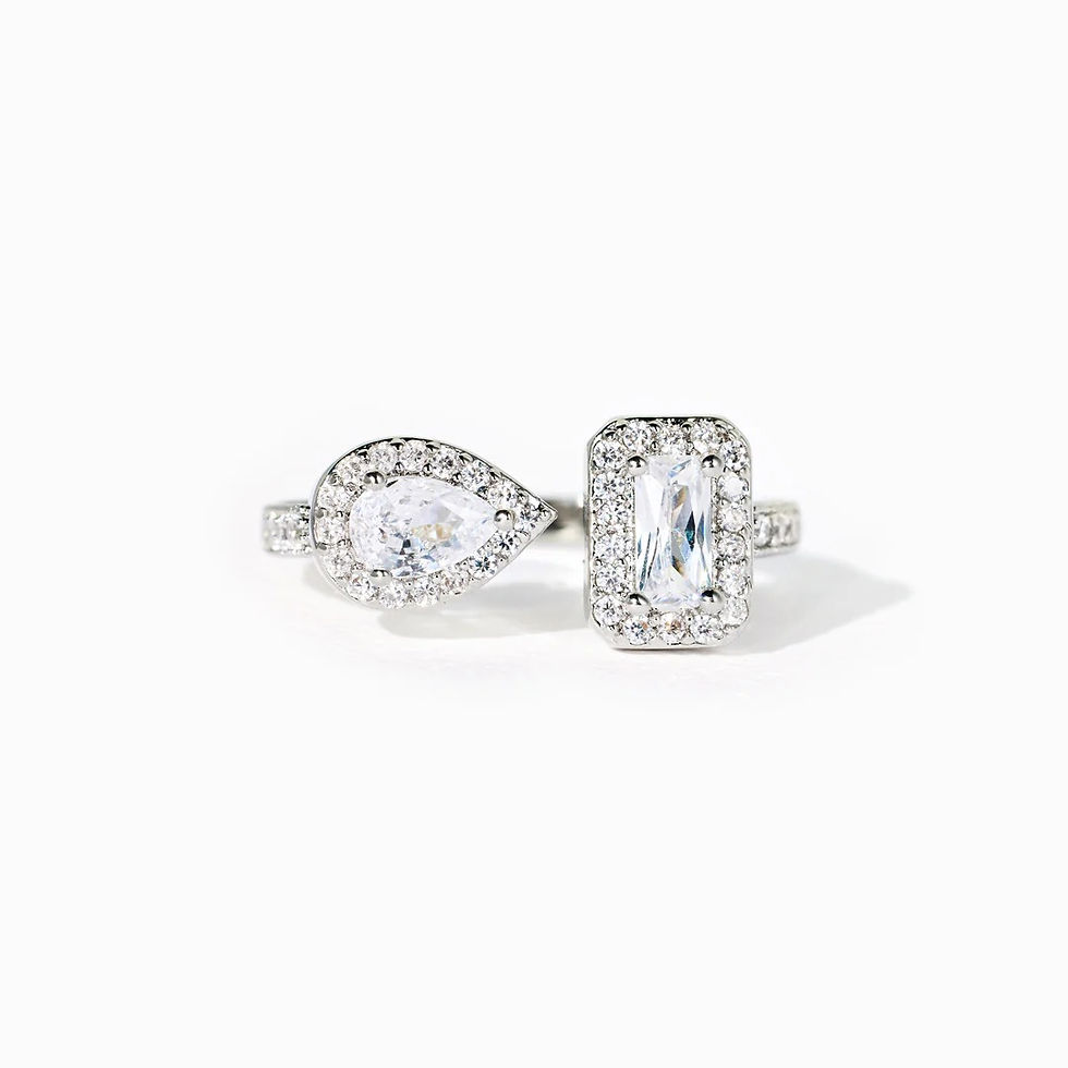 Luxury open 925 sterling silver engagement ring for women adjustable big ring