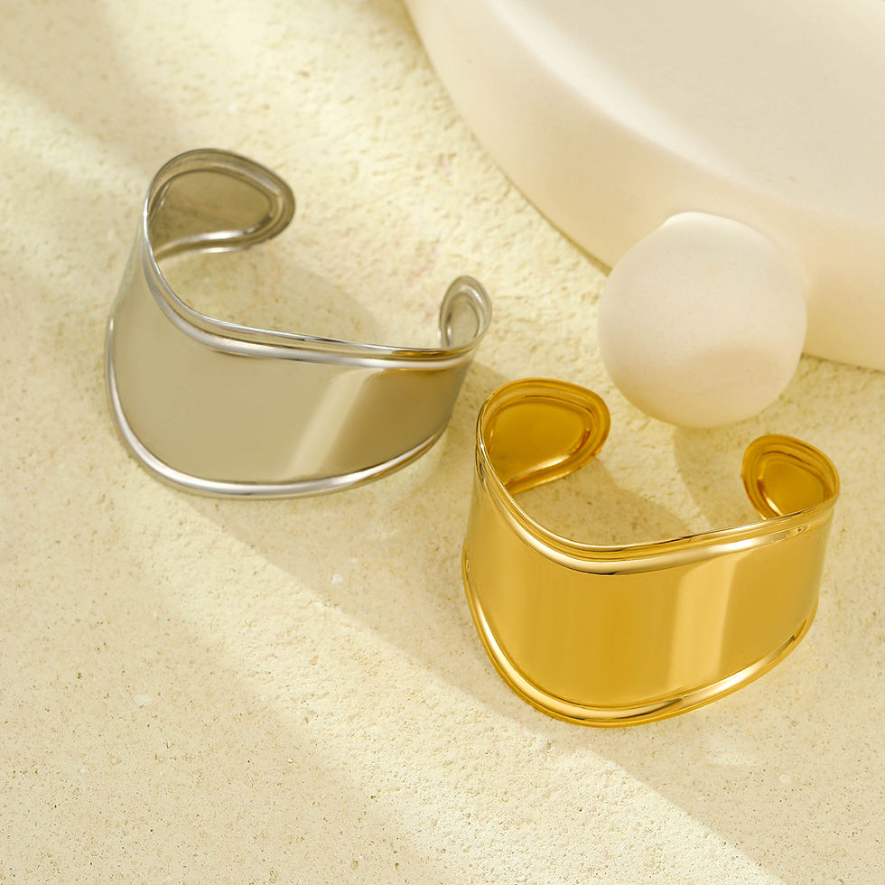 Luxury Stainless Steel Jewelry High Quality Metal Wide Face Open Bracelet