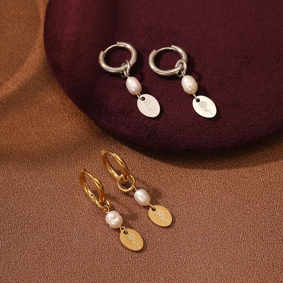 316l stainless steel 18k pvd waterproof flower engraved hoops earrings women