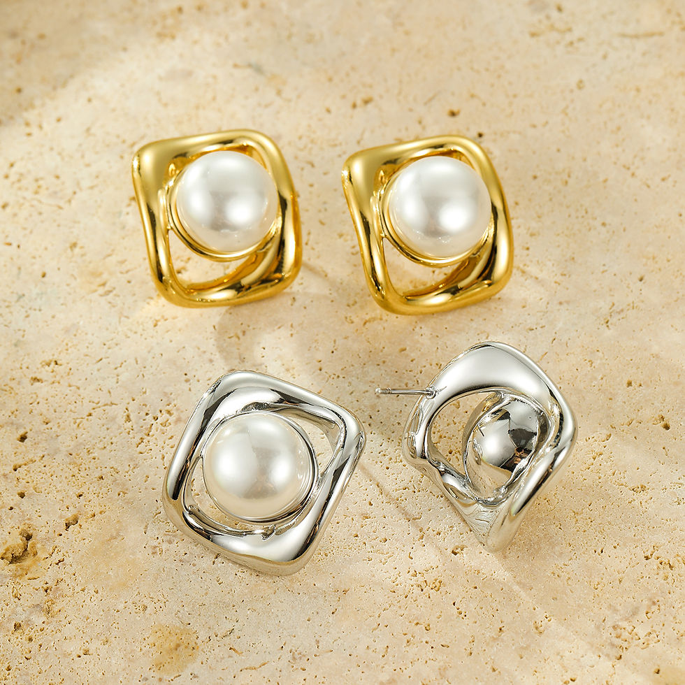 Stainless Steel Hypoallergenic Jewelry Women Dainty Square Pearl Stud Earring