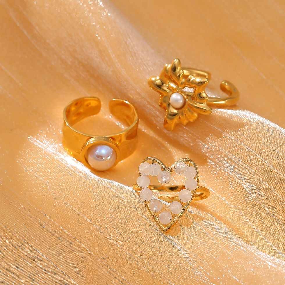 Shell pearl stainless steel jewelry 18k gold waterproof heart rings women