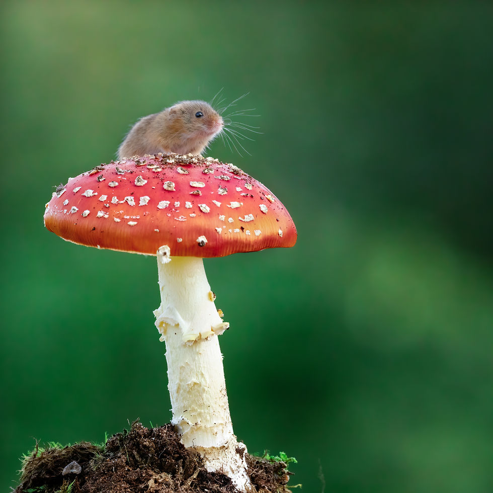 Mouse on a mushroom card