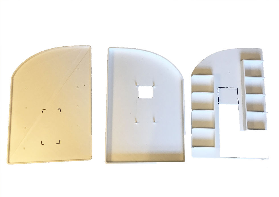 First print of new model with markings of what to change for second print