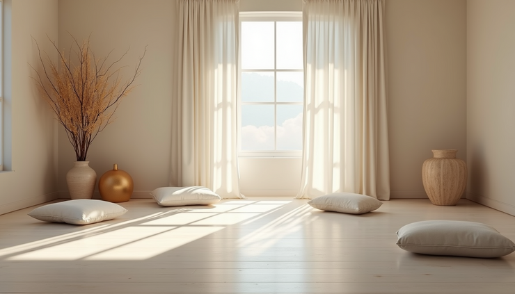 High angle view of a serene meditation space symbolizing ether element