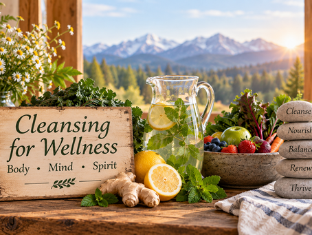 Holistic cleansing with fresh foods, herbs, infused water and natural wellness practices for body, mind and spirit