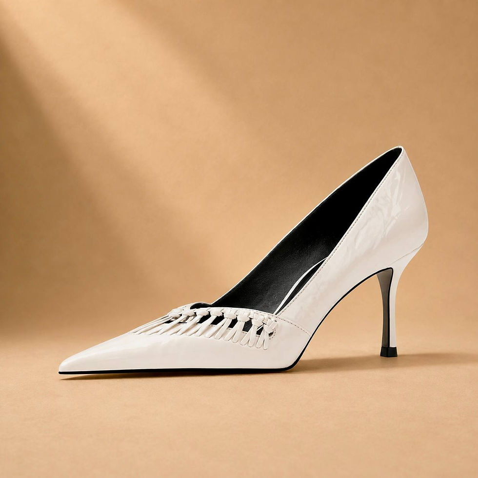 SHESRIM 03 / Ivory - Ivory cutwork lambskin pointed pump by LOTS - view 2