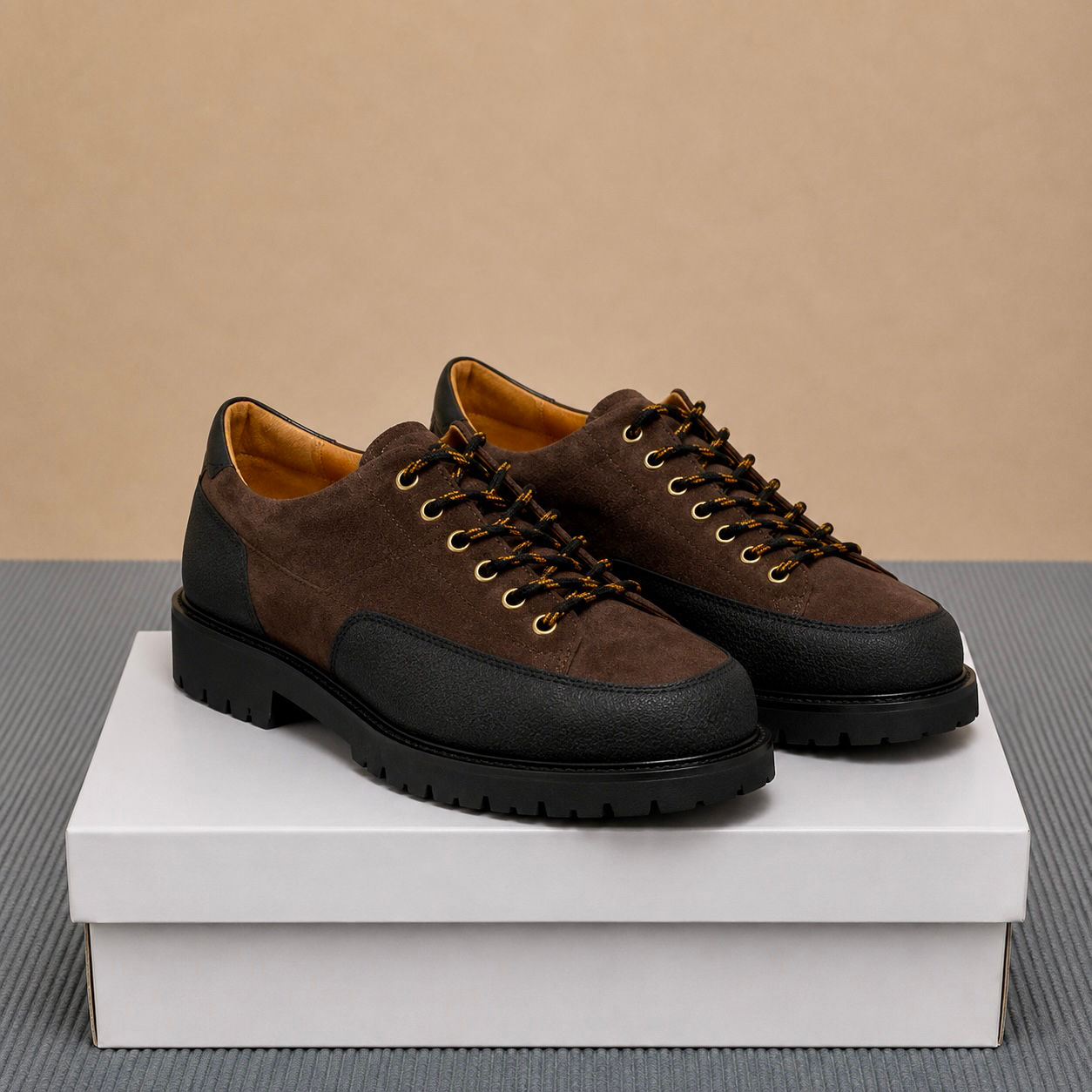 Heritage Brown & Black Suede Derby Shoes | LOTS™