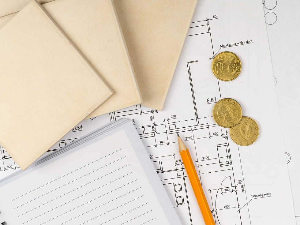 Blueprints with coins
