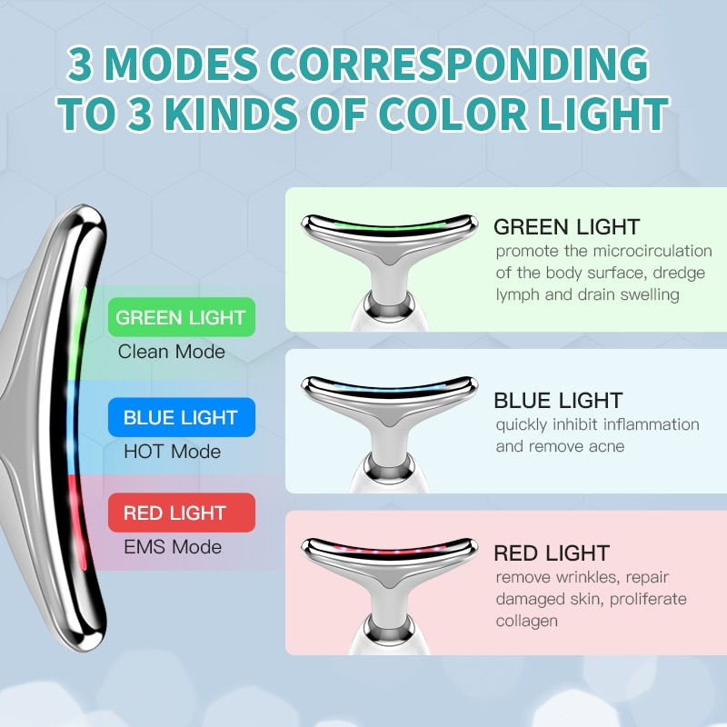 섬네일: Neck Face Beauty 3 Colors LED Photon Therapy Skin Tighten Reduce Double Chin 