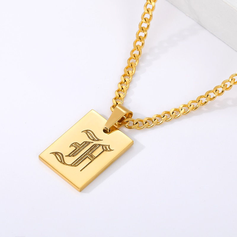 Thumbnail: For Women Stainless Steel Letter Pendant Necklace Aesthetic Jewelry 