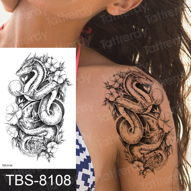 섬네일: temporary tattoo phoenix dragon, animals tattoo for women girls arm shoulder 