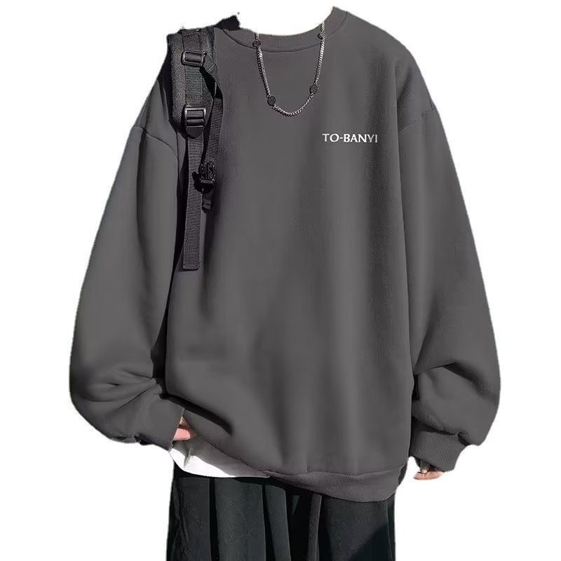 Miniature : 2022 Autumn New Round Neck Sweater Men's Loose And Lazy Trend Large Size Hong K