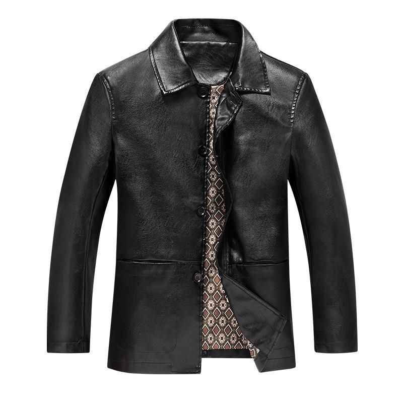 섬네일: Leather Jacket Men's Lapel Large Leather Jacket Men's Leather Jacket
