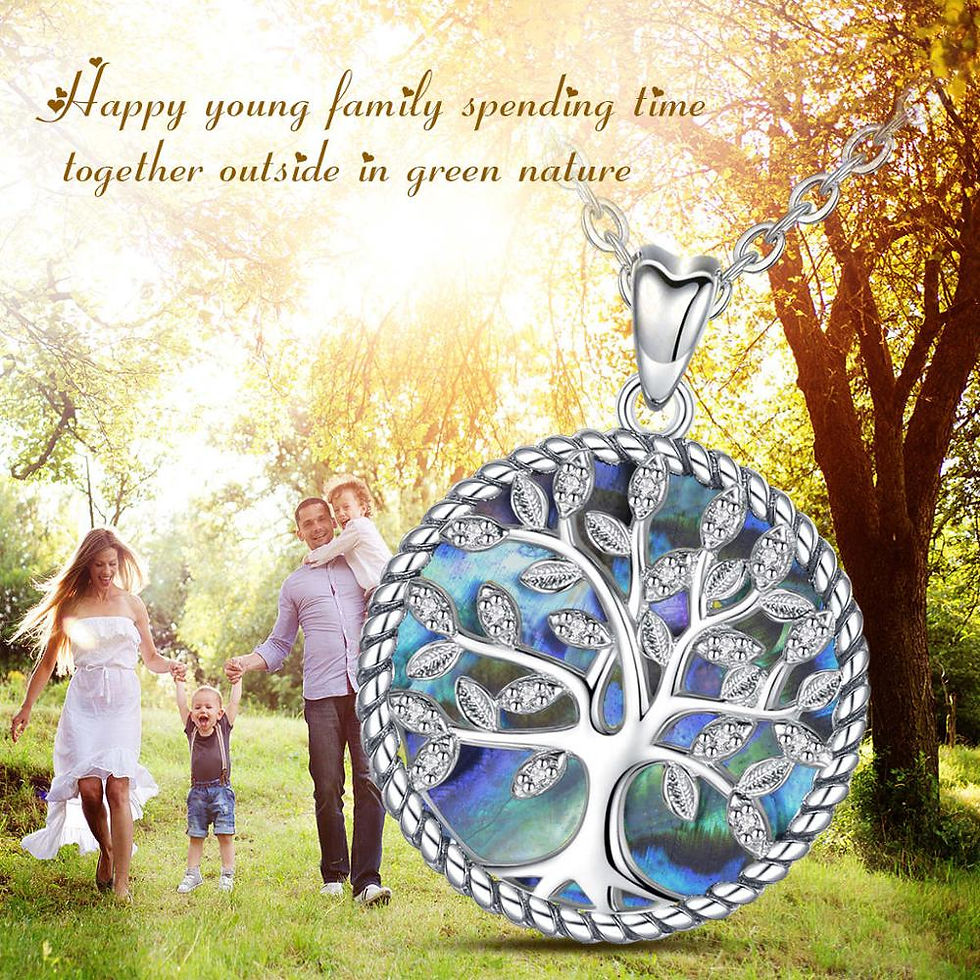 Miniature : 925 Sterling Silver Tree Of Life Pendant Crystal Leaf Blue Fine Jewelry 