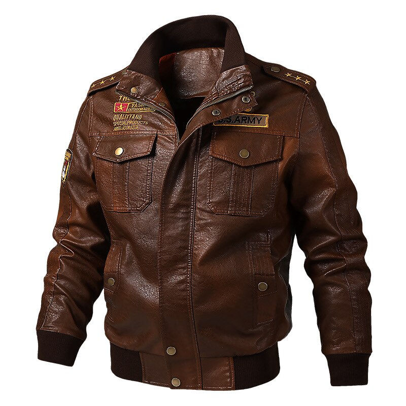 섬네일: 2022 Autumn Winter Mens Leather Jacket Slim PU Jacket Male Windproof 