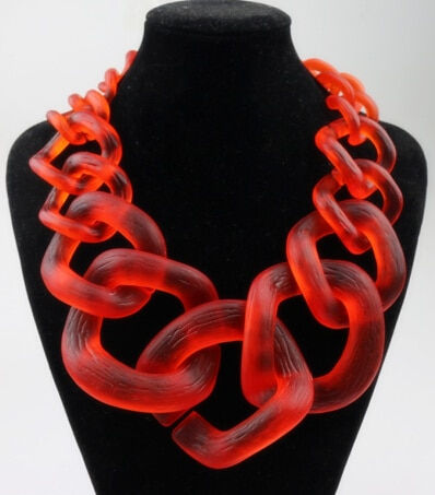 Miniature : FishSheep Jewelry Big Acrylic Chunky Chain Choker Necklace Vintage Resin