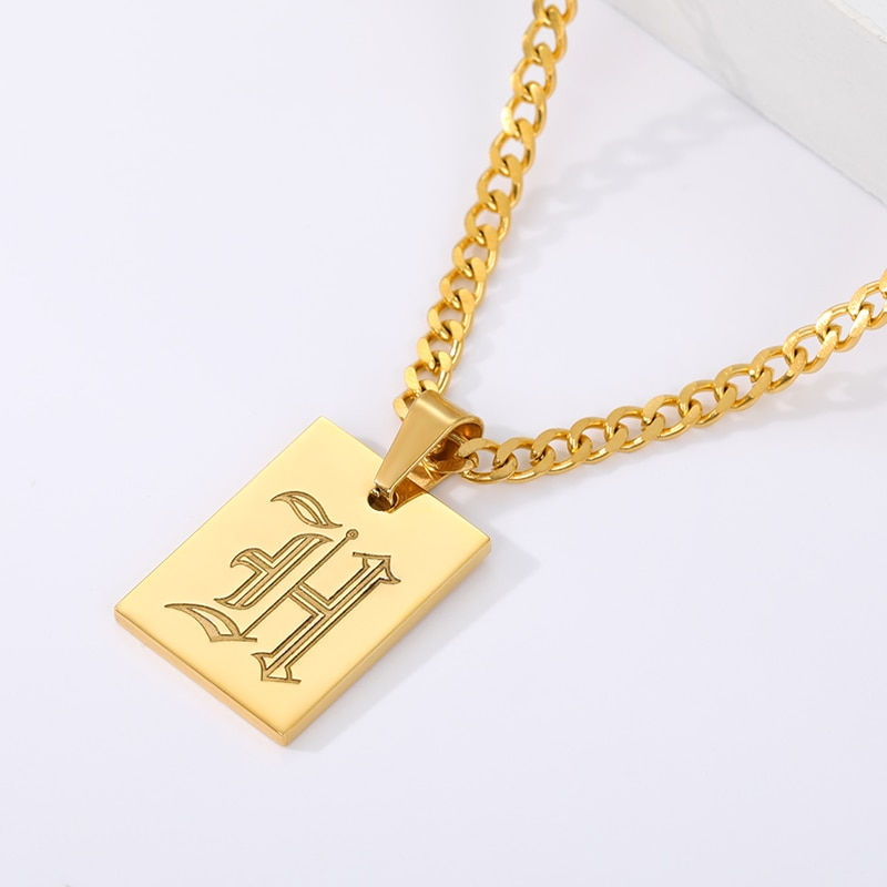 Thumbnail: For Women Stainless Steel Letter Pendant Necklace Aesthetic Jewelry 