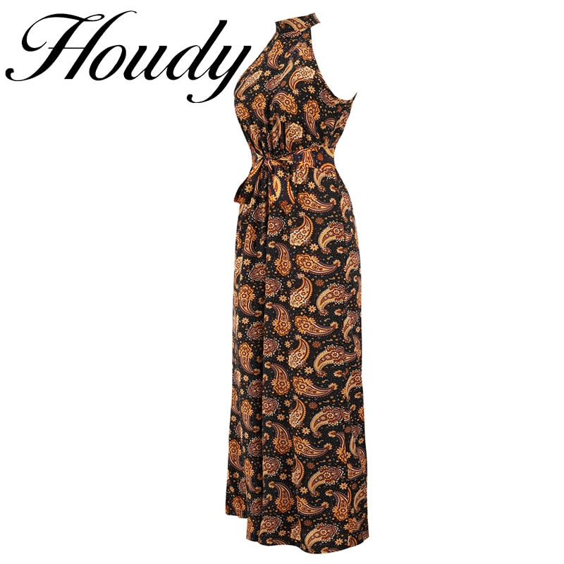 Miniaturbild: Sexy Female Wide-Leg Tropical Dress Sleeveless Elegant Tie Long Dress Party 