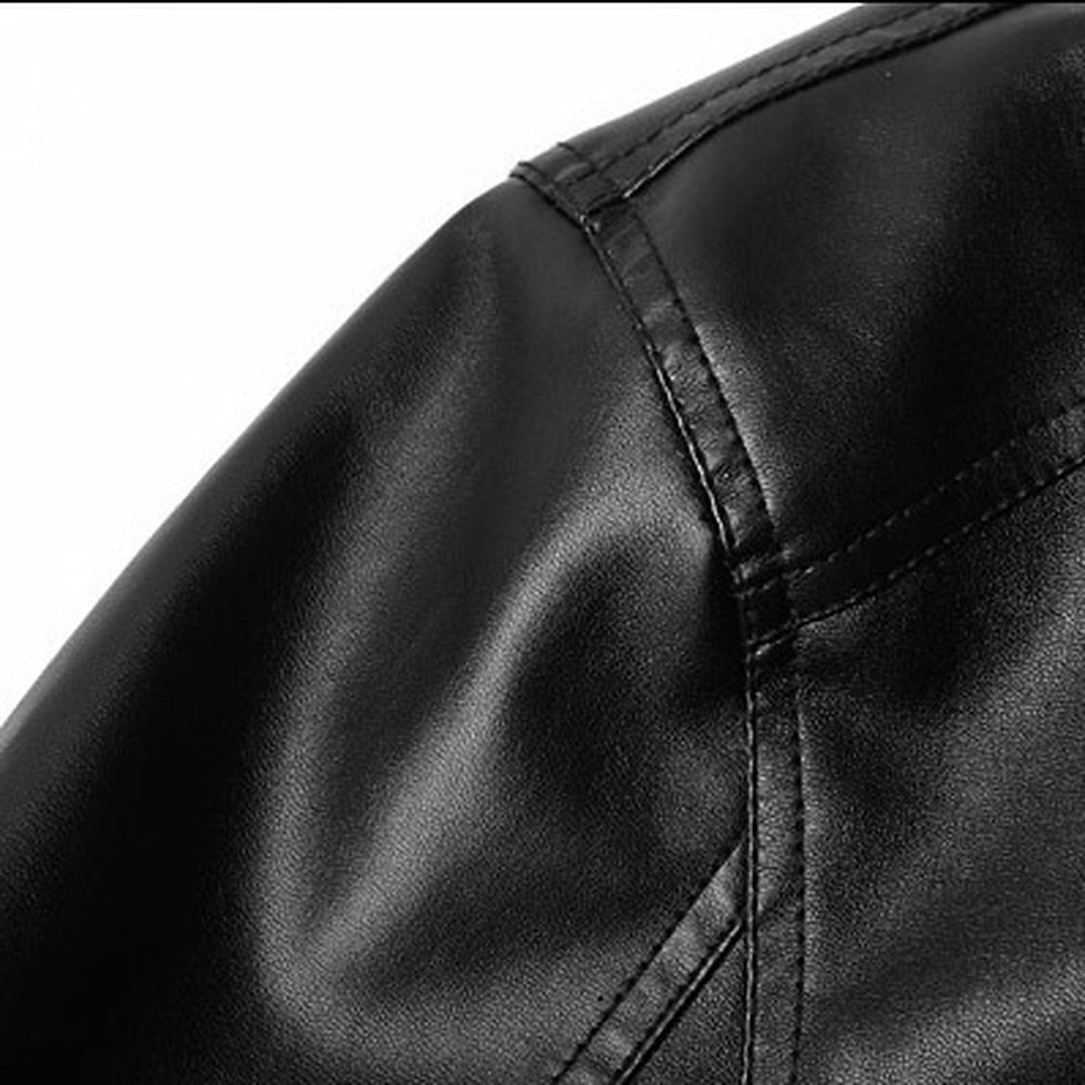 섬네일: Leather Jacket for Men Autumn and Winter Simple Classic Solid Color 