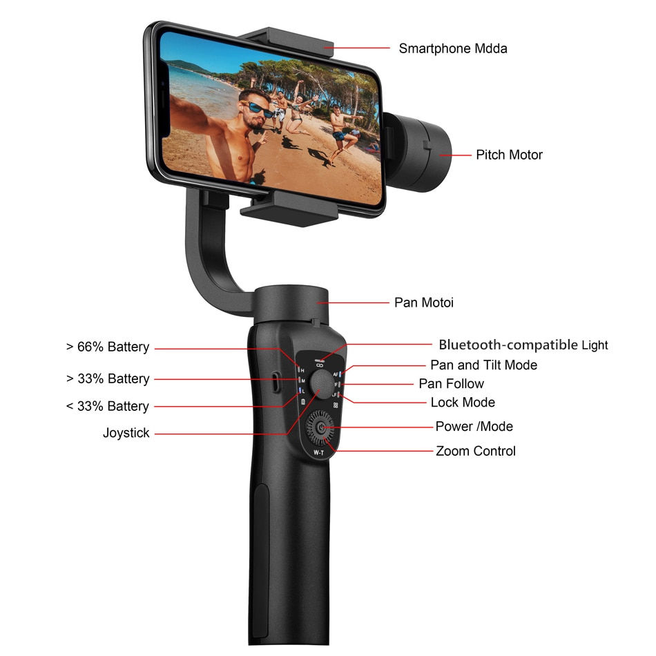 Miniaturbild: AXNEN S5B 3 Axis Handheld gimbal stabilizer cellphone Video Record Smartphone 