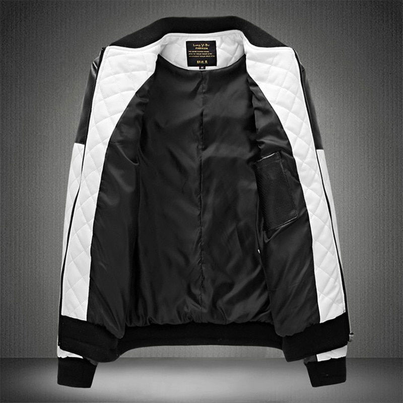 Miniaturbild: Motorcycle Jacket Men Stand Collar Casual Leather Jacket Fashion Slim