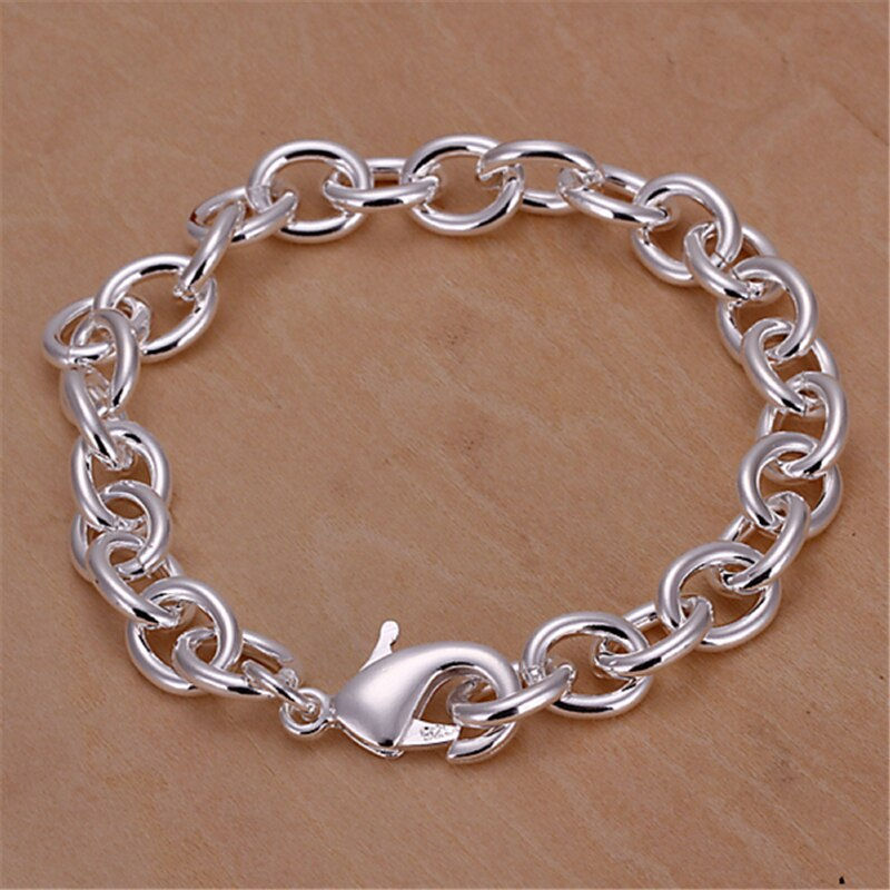 Miniature : DOTEFFIL 925 Sterling Silver 8 Inch Basic Chain Bracelet For Woman Men Charm 