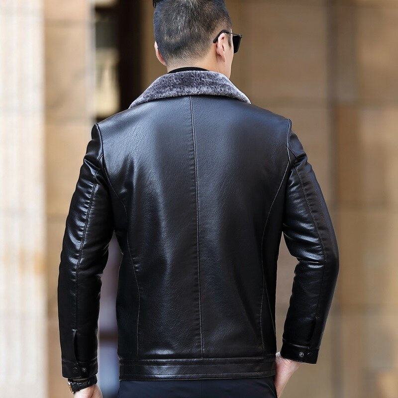 Miniaturbild: Genuine Leather Jacket Men's Furl Thickening Plus Fleece Sheepskin Plus