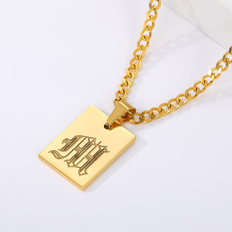 Thumbnail: For Women Stainless Steel Letter Pendant Necklace Aesthetic Jewelry 
