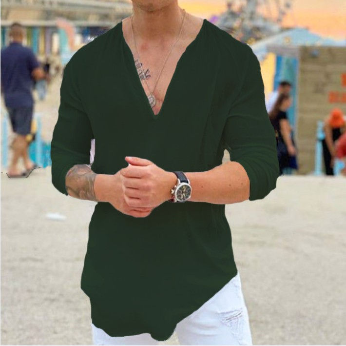 Miniaturbild: European And American Men's Amazon Independent Station New Fashion V-neck Casua