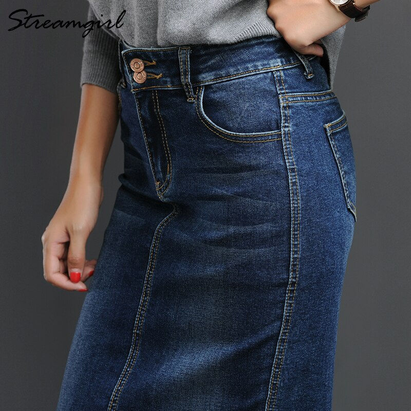 Thumbnail: Streamgirl Women Denim Skirt Long Saia Jeans Women's Skirt Denim Skirts 