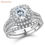 Miniaturbild: Double Halo Round Cut AAAAA Cz Engagement Rings for Women Victorian 925 Silver 