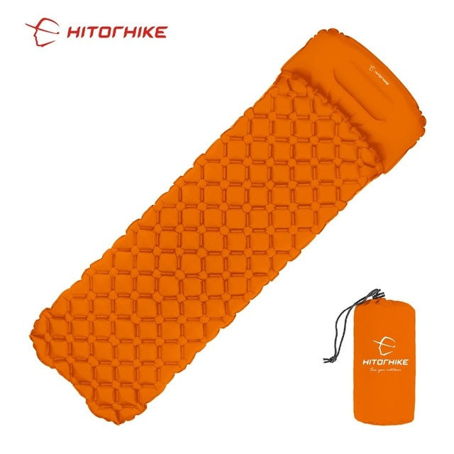 Miniature : Outdoor Sleeping Pad Camping Inflatable Mattress with Pillows Travel Mat Folding