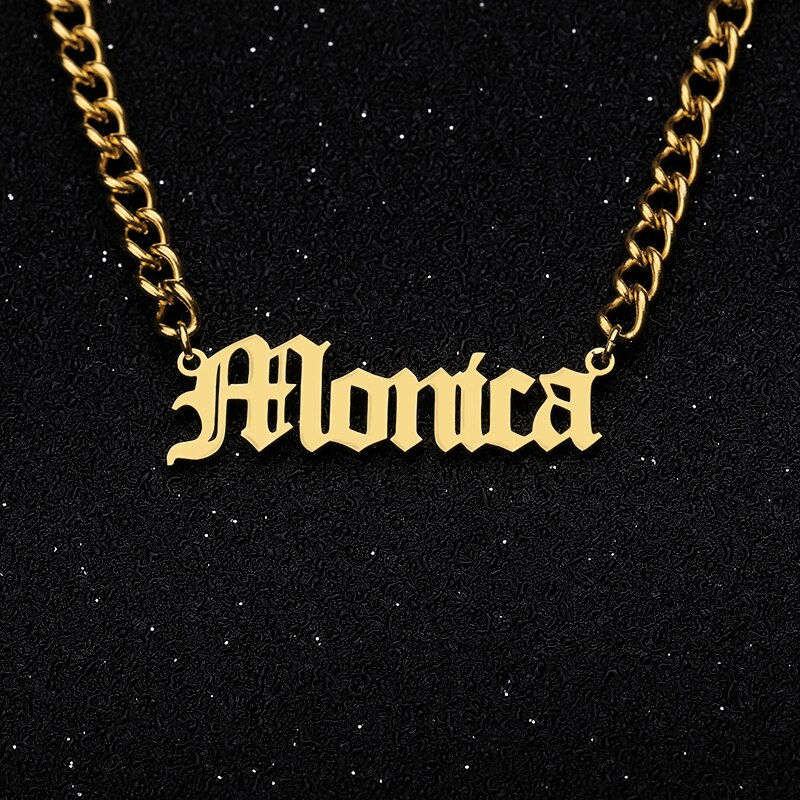 섬네일: Alison Font Custom Name Necklaces For Men Women Cuban Chain Stainless Steel 
