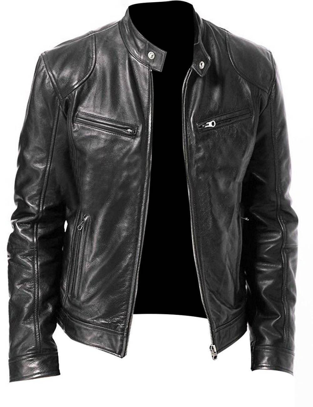 leather jacket men's youth stand collar punk men leather jacket
